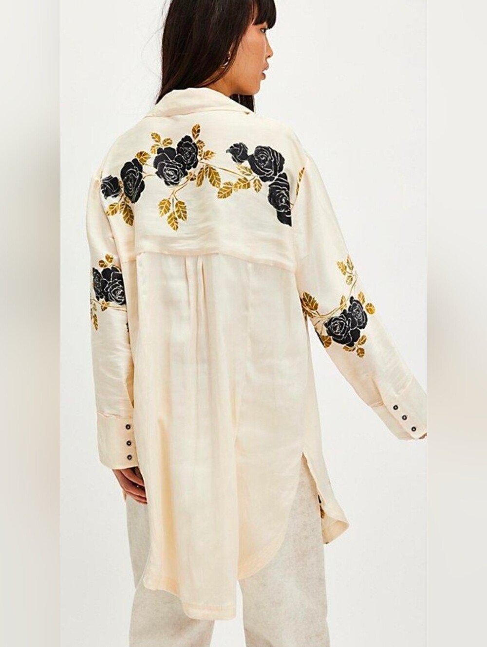 Free People Off The Vine Floral Button-Down Tunic Shirt/Dress - Picture 2 of 3